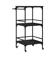 vidaXL Kitchen Trolley Black 23.8"x19.7"x41.3" Engineered Wood