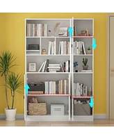 Famapy 8-Shelf Wood Standard Bookcase with Adjustable Shelves