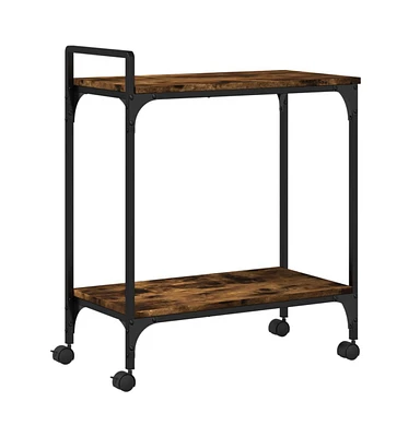 vidaXL Kitchen Trolley Smoked Oak 23.8"x12.2"x28.5" Engineered Wood