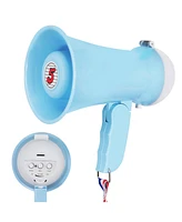 5 Core Megaphone Bullhorn Speaker 15W Mini Battery Power Bull horn w Siren 400 Yard Range - Sky Blue