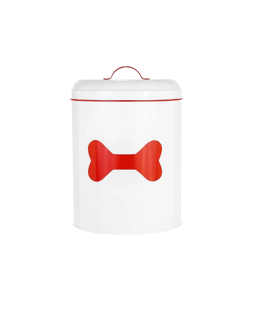 Amici Pet Buster Bone White & Red Metal Canister