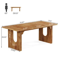 Tribesigns Modern Dining Table for 6 to 8 People, 71" Large Kitchen Dining Table with Wood Pedestal Base, Rectangular Long Dinner Table for Kitchen, D