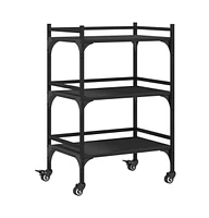 vidaXL Kitchen Trolley Black 19.7"x13.8"x29.7" Engineered Wood