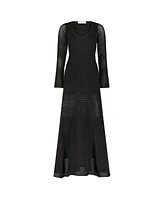 Mac Duggal Women's Scoop Neck Long Sleeve Knit Maxi Dress