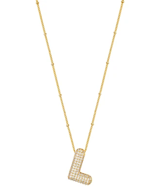 Unwritten Cubic Zirconia Bubble Initial Pendant Necklace