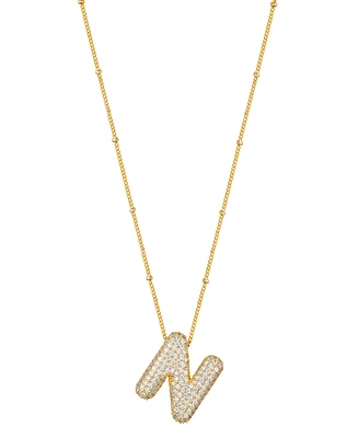 Unwritten Cubic Zirconia Bubble Initial Pendant Necklace