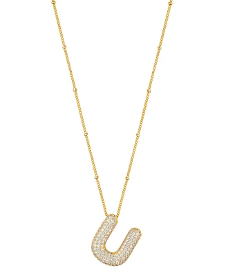 Unwritten Cubic Zirconia Bubble Initial Pendant Necklace