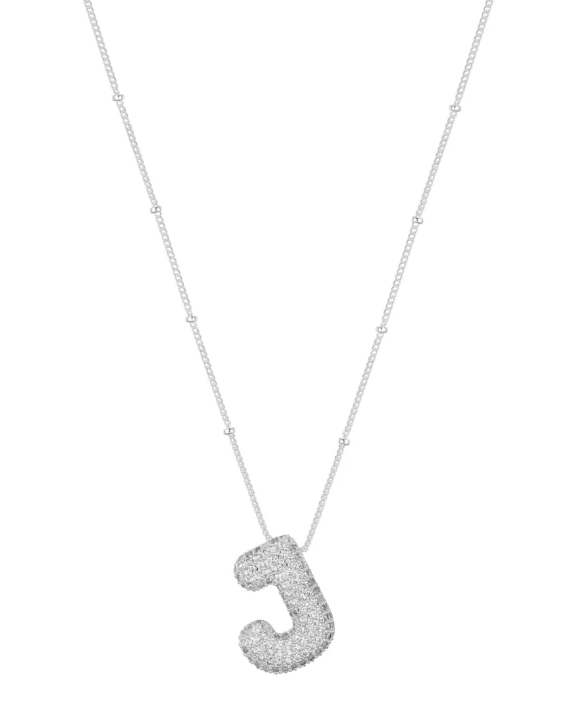 Unwritten Cubic Zirconia Bubble Initial Pendant Necklace