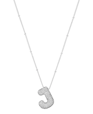 Unwritten Cubic Zirconia Bubble Initial Pendant Necklace