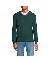 Lands' End Men's Long Sleeve Washable Merino Wool V Neck Sweater