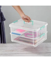 Sterilite Stack and Carry 2 Layer Handle Box Stackable Storage Container, 4 Pack