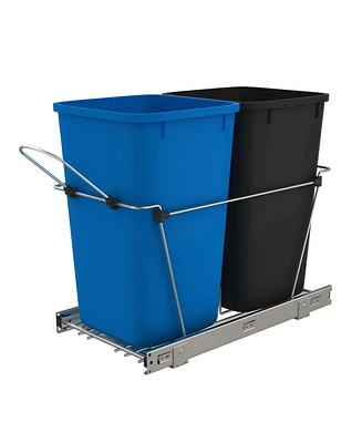 Rev-a-shelf Double Pullout Trash Can 27 qt. for Kitchen, Blue, Rv-15KD-2218C