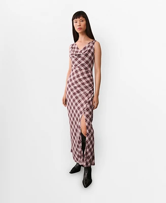 Mango Women's Check-Print Midi-Dress