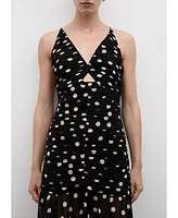 Mango Women's Polka Dots Draped Dress