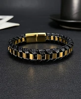 Rhona Sutton Gold Chain Wrapped Leather Stainless Steel Bracelet