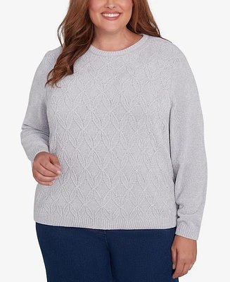 Alfred Dunner Plus Classic Chenille Pullover Sweater