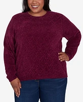 Alfred Dunner Plus Classic Chenille Pullover Sweater