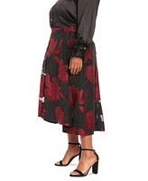 Muse Plus Pleated Floral-Print Organza Skirt