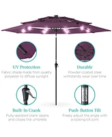 Best Choice Products 10ft 3-Tier Solar Patio Umbrella w/ 24 Led Lights, Tilt Adjustment, Easy Crank