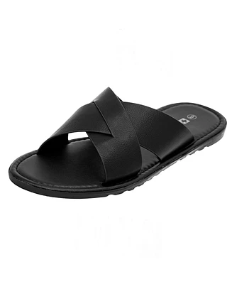 Alpine Swiss Men's Hugo Faux Leather Slide Sandals Dressy Comfortable Shoes