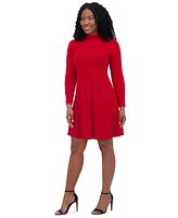 Jessica Howard Petite Mock-Neck Cable-Knit Sweater Dress