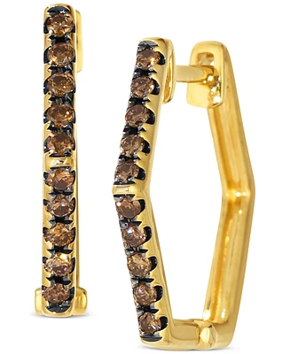 Le Vian Chocolatier Chocolate Diamond Hexagon Small Hoop Earrings (1/5 ct. t.w.) in 14k Gold, 0.65"