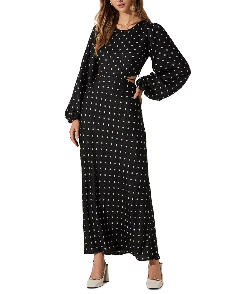 Astr the Label Women's Quinn Polka-Dot Cutout Maxi Dress