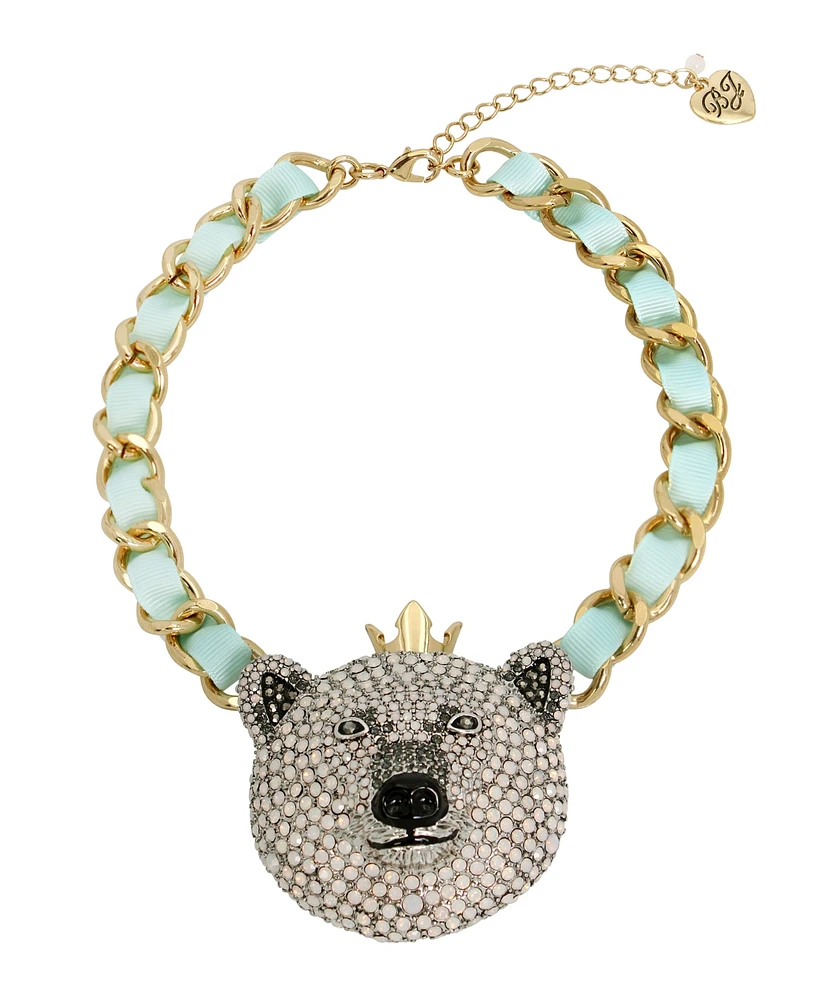 Betsey Johnson Faux Stone Polar Bear Pendant Necklace