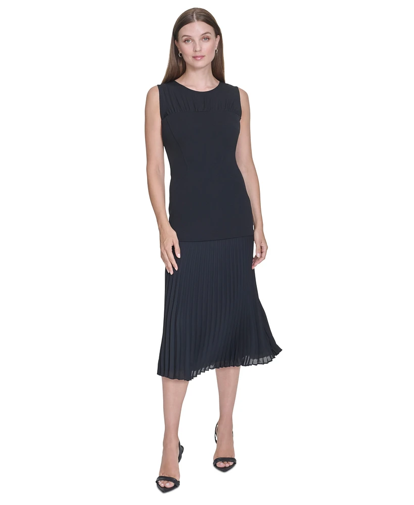 Halston Women's Pleated Fit & Flare Dress