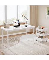 Tribesigns 47-Inch Computer Writing Desk, Simple White Home Office Desks with 3