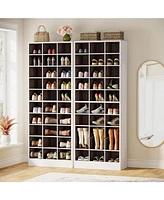 Tribesigns 10-Tier Shoe Storage Cabinet, White and Brown Wooden Shoe Rack with 30 Cubbies, Freestanding Tall Entryway Shoe Organizer for Closet, Entry