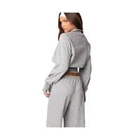 Edikted Women's Bailey French Terry Quarter Zip Top - Gray