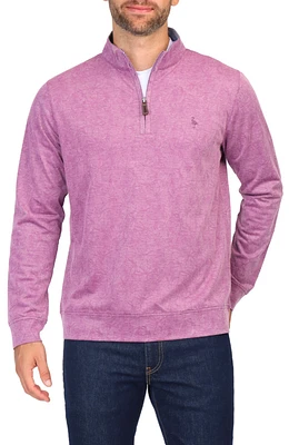 Tonal Tropical Print Pique Quarter Zip