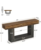 Tribesigns 63" Console Table, Farmhouse 2-Tier Entryway Table with U-Shaped Base, Narrow Long Wood Sofa Behind Couch for Living Room,