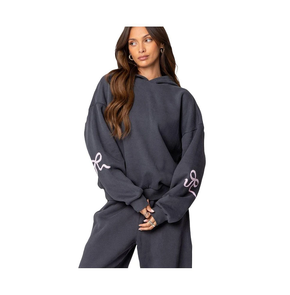Edikted Womens Bonney Bow Detail Hoodie