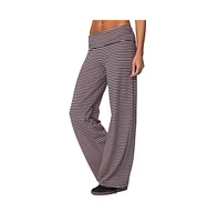 Edikted Womens Lilah Striped Fold Over Pants