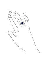 Bling Jewelry Classic Traditional 5CTW Royal Blue Cz Crown Halo Oval Cubic Zirconia Statement Ring .925 Sterling Silver