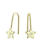 Bling Jewelry Minimalist Tiny Celestial Usa Patriotic Rock Star Threader Earrings For Women 14K Yellow Gold - Gold