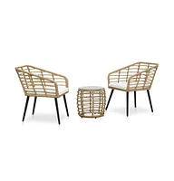 vidaXL 3 Piece Bistro Set Poly Rattan Oak