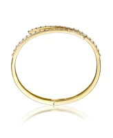 Genevive Sterling Silver 14K Gold Plated Cubic Zirconia Pave Bypass Coil Bangle Bracelet