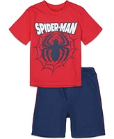 Marvel Toddler Boys Spider-Man Avengers Athletic T-Shirt Mesh Shorts Outfit Set to