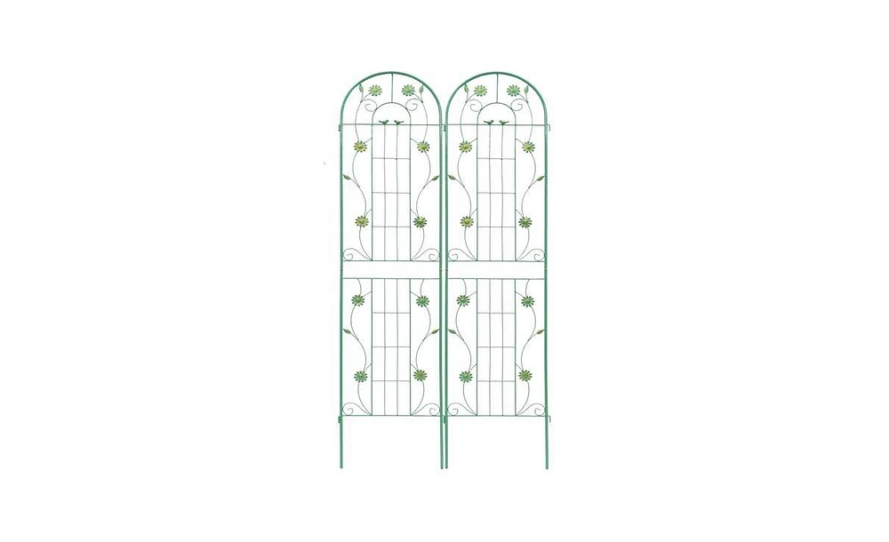 Slickblue 2-Pack Metal Garden Trellis – 86.7'' x 19.7'', Rustproof Green Trellis for Climbing Plants and Outdoor Flower Support