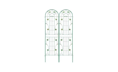 Slickblue 2-Pack Metal Garden Trellis – 86.7'' x 19.7'', Rustproof Green Trellis for Climbing Plants and Outdoor Flower Support