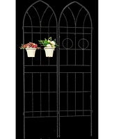 Slickblue 2-Pack Metal Garden Trellis – 78.7'' x 19.7'', Rustproof Black Trellis for Climbing Plants and Outdoor Flower Support