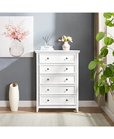 Slickblue Modern 5-Drawer Dresser – White Cabinet with 5 Drawers, Ideal for Living Room or Farmhouse Closet Storage