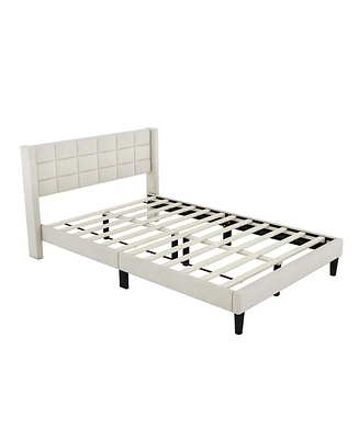 Slickblue Queen Size Upholstered Platform Bed with Support Legs