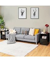 Gymax Set of 2 Nightstands Side End Table Storage Cabinet Shelf Living Room White
