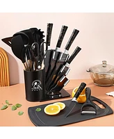 Sugift -Piece Silicone Kitchen Utensils Set and Knives Set with Block