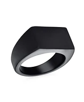 Bling Jewelry Mens Rectangle Black Signet Ring Stainless Steel Polished Matte Finish