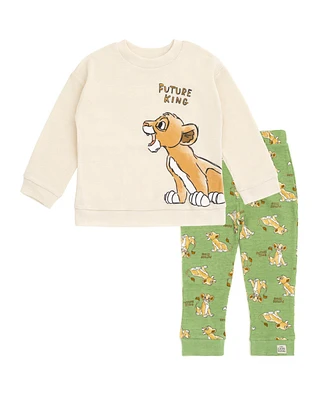 Disney Toddler Boys Mickey Mouse Lion King Winnie the Pooh Waffle Knit Drop Shoulder Sweatshirt and Jogger Pants Set